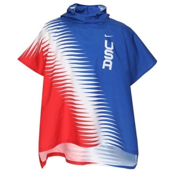 Nike USA Team Marathoner Poncho Jacket Dri-Fit Repel Size Small S Blue Olympics - Picture 4 of 12